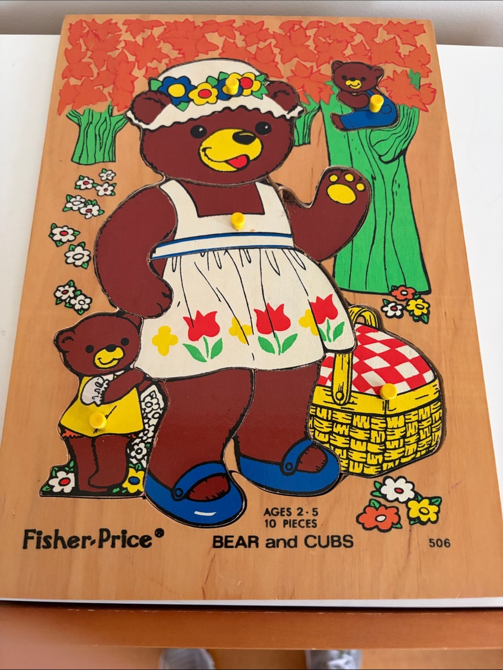 Vintage Fisher-Price Bear & Cubs Wooden Puzzle